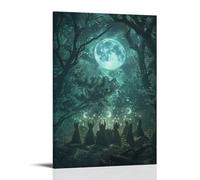GPCLJW Poster con immagine di una strega che chiama la luna, impermeabile, moderno, adatto per soggiorno, camera da letto, casa, ufficio, soggiorno, 50 x 75 cm, con cornice