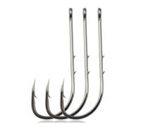 GPDNBIEU, Ami da Pesca 50 Pezzi Doppia Spina Posteriore Amo Piegato Manico Lungo Amo da Pesca con ardiglione con Anello Gancio a Bocca storta for Serbatoio(10 UK)