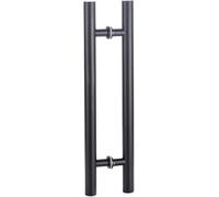 GPDNBIEU, Barra di spinta for porta del fienile esterna rotonda su due lati for carichi pesanti for uscita, maniglia for ingresso a battente con viti montaggio(Matte Black,150cm(59")110cm)