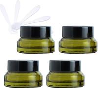 GPDNBIEU, Confezione da 4 vasetti Cosmetici Vuoti in Vetro Verde 50 ml, contenitori for Crema for Il Viso con Coperchio Nero e Rivestimenti Interni Fai Te