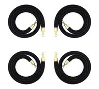 GPDNBIEU, Corda barriera in velluto da 4 pezzi, corde for barriere di sicurezza, controllo della folla con corda for montanti in for club/banca(Black,1m(3.3ft))
