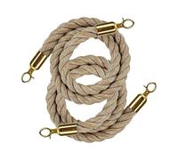 GPDNBIEU, Corde for montanti intrecciate da 2 pezzi con ganci lucidati, barriera in corda di canapa intrecciata, for il controllo della folla(Gold Hooks,300cm/10ft)
