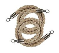GPDNBIEU, Corde for montanti intrecciate da 2 pezzi con ganci lucidati, barriera in corda di canapa intrecciata, for il controllo della folla(Silver Hooks,0.6m/2ft)