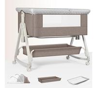 GPDNBIEU, Culla sul comodino con ruote, culla portatile regolabile sul comodino, culla sul comodino, culla mobile sul comodino for il bambino,Pink(Brown)