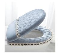 GPDNBIEU, Cuscino for Sedile WC, 2 Pezzi/Set for in Peluche con Nappa in Pizzo Rosa Set di Due Coperchio in Velluto(Light Blue)