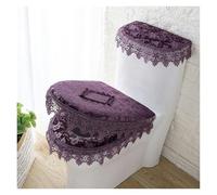 GPDNBIEU, Cuscino for Sedile WC, 3 Pezzi/Set Set di copriwater for con Fiori in Pizzo Champagne 2 Tasche for e copriserbatoio for(Purple)