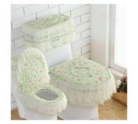 GPDNBIEU, Cuscino for Sedile WC, Set da 3 Pezzi Set di copriwater for Copriwater e copriserbatoi con Fiori in Pizzo Cuscini for Cuscini for Coperchio for Serbatoio(Army Green Flower)