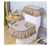 GPDNBIEU, Cuscino for Sedile WC, Set Pastorale con Ricamo in Pizzo, Coperchio Morbido Caldo e Copri Serbatoio, Cuscino for, Cerniera(Bright Camel)