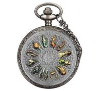 GPDNBIEU, Dodici costellazioni Orologio da taschino in gomma colorata a goccia Orologio da appendere alla civiltà Maya retrò con catena