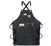 GPDNBIEU, Grembiuli da uomo, Grembiule resistente for la lavorazione del legno, lavoro in tela cerata con tasche, for attrezzi, di sicurezza regolabili(Black)