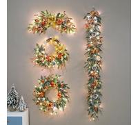 GPDNBIEU, Lucine da 4 Pezzi a Batteria, Ghirlanda Artificiale, Decorazione for Portico for Scale, pareti, Porte, Interni ed Esterni