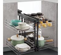 GPDNBIEU, Organizer Estraibile for Angolo cieco for Armadio da Cucina Multifunzionale, portabottiglie Rotante for Uso Domestico con Chiusura Ammortizzata, cestello portaoggetti da Cucina,B(B)