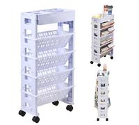 GPDNBIEU, Organizzatore for carrelli con rotelle Scaffale for libri a 5 livelli for mobile ruote, Cestino portaoggetti laterale rimovibile