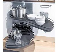 GPDNBIEU, Organizzatore for scaffali Estraibili ad Angolo cieco da Cucina, Vassoio oscillante a 2 Livelli for armadietto da 900-1000 mm(Grey)