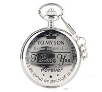 GPDNBIEU, Orologio da tasca al quarzo con incisione retrò, catena spessa, adatto for ciondolo for orologio da tasca for uomo e donna(Silver)