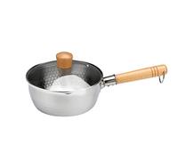 GPDNBIEU, padella in acciaio inossidabile casseruola antiaderente con manico in legno casseruola in acciaio inossidabile 304 padella for salsa al latte strumento di cottura multiuso for la cucina(20cm