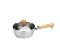 GPDNBIEU, padella in acciaio inossidabile casseruola antiaderente con manico in legno casseruola in acciaio inossidabile 304 padella for salsa al latte strumento di cottura multiuso for la cucina(18cm