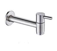 GPDNBIEU, Rubinetto for lavandino del bagno con acqua fredda in acciaio inossidabile, piscina for scopa da giardino, finitura lucida for esterni, lungo
