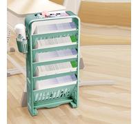 GPDNBIEU, Scaffale for libri con rotelle Carrello for scaffale for libreria multifunzionale in plastica girevole e staccabile da tavolo Organizer scrivania ruote(Green)