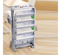 GPDNBIEU, Scaffale for libri con rotelle Carrello for scaffale for libreria multifunzionale in plastica girevole e staccabile da tavolo Organizer scrivania ruote(Grey)