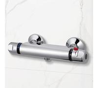 GPDNBIEU, set miscelatore doccia quadrato termostatico 38°c con soffione a pioggia, doccetta, asta saliscendi, cromato antiscottatura regolabile in altezza(Single Shower Mixer)