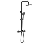 GPDNBIEU, sistema doccia quadrato termostatico 38°c con soffione a pioggia, doccetta, kit barra miscelatore antiscottatura, altezza regolabile(Matte Black Type 3)