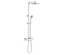 GPDNBIEU, sistema doccia quadrato termostatico 38°c con soffione a pioggia, doccetta, kit barra miscelatore antiscottatura, altezza regolabile(Chrome Type 1)