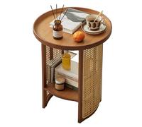 GPDNBIEU, Tavolino da caffè a 2 livelli, tavolino rotondo con ripiano portaoggetti, tavolo in stile ripiani(/Walnut,39 cm)