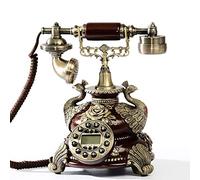 GPDNBIEU, Telefono Replica di linea fissa decorativa antico fisso a pulsante retrò con classico campanello in metallo, telefono filo