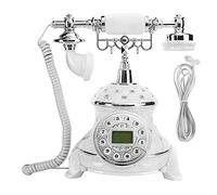 GPDNBIEU, Telefono retrò, stile europeo con strass bianchi incorporati, vecchio telefono antico vintage, fisso classico for il soggiorno di casa