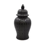 GPDNBIEU, Vasi floreali cinesi in barattolo di zenzero in ceramica con coperchio Vaso in porcellana smaltata dorata Barattoli for il tempio Barattolo for la conservazione del tè for(Black)