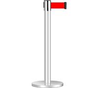 GPECTIFO Heavy Duty Crowd Control Stanchion Post Guardrail Ringhiera di Un Metro Cintura di Isolamento del cordone Recinzione di Isolamento della guardrail telescopica in Acciaio Inossidabile(2m)