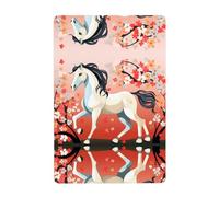 Gpkgsigt Cavallo nella parte anteriore degli alberi che fioriscono la stampa pittura decorativa della latta 8x12 pollici Fatto della banda stagnata, resistente all'usura e durevole