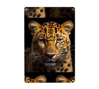Gpkgsigt La pittura decorativa in latta con stampa leopardata dagli occhi profondi 20,3 x 30,5 cm realizzata in banda stagnata, resistente all'usura e durevole