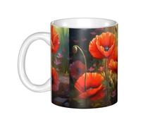 Gpkgsigt Poppies in Bloom Tazza in ceramica per cappuccino, latte, cereali, yogurt, latte, bevande calde o fredde Forno a microonde