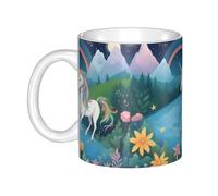 Gpkgsigt Stampa unicorni in esecuzione Tazza in ceramica Tazze per cappuccino, latte, cereali, yogurt, latte, bevande calde o fredde Forno a microonde