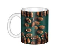Gpkgsigt Tazza in ceramica con stampa a cono di pino per cappuccino, latte, cereali, yogurt, latte, bevande calde o fredde Forno a microonde