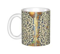 Gpkgsigt Tazza in ceramica con stampa di mappe del tesoro, per cappuccino, latte, cereali, yogurt, latte, bevande calde o fredde Forno a microonde