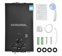 GPL 10L Scaldabagno a Gas Propano, Scaldabagno Istantaneo Senza Serbatoio da 20KW con Kit Doccia, Bruciatore per Caldaia per Campeggio, Camper, Casa (Nero)