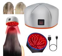 GplHAIN Cappello Ricrescita Capelli (660nm, 850nm), Cuffia per Terapia della Luce A Doppia Lunghezza D'Onda, Regolazione A 3 velocità, Migliora La Salute del Cuoio Capelluto,Grey