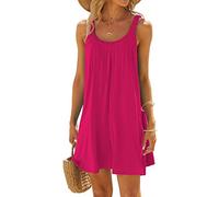 GPLOPEEY Abiti da spiaggia estivi da donna con scollo a U senza maniche bikini copricostume da bagno a tunica tinta unita abiti da bagno da donna vestiti da vacanza, 03 Rosy Rosso, M