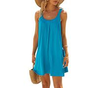 GPLOPEEY Abiti da spiaggia estivi da donna con scollo a U senza maniche bikini copricostume da bagno a tunica tinta unita abiti da bagno da donna vestiti da vacanza, 02 blu., S