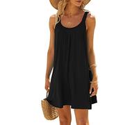 GPLOPEEY Abiti da spiaggia estivi da donna con scollo a U senza maniche bikini copricostume da bagno a tunica tinta unita abiti da bagno da donna vestiti da vacanza, 04 Nero, L