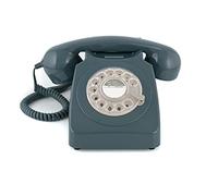 GPO 746 Rotary Telefono Fisso Retro anni ‘70, Telefono Classico con Interruttore per Suoneria, Cavo Arricciato, Suoneria a Campanello Originale, per Casa e Hotel, Grigio