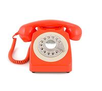 GPO 746 Rotary Telefono Fisso Retro anni ‘70, Telefono Classico con Interruttore per Suoneria, Cavo Arricciato, Suoneria a Campanello Originale, per Casa e Hotel, Arancione