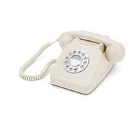 GPO 746 Telefono a Quadrante Push Button, Telefono Fisso Vintage per Casa, Ufficio, Telefoni Retro Con Suoneria a Campanello Originale e Cavo Arricciato, Avorio