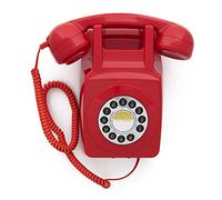 GPO 746 Wall Telefono a Quadrante con Montaggio a Parete, Telefono Fisso Vintage per Casa, Ufficio, Telefoni Retro Con Suoneria a Campanello Originale e Cavo Arricciato, Rosso