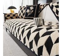 GPRL Coperta per Divano Morbida E Confortevole Che Trattiene Il Calore Antiscivolo Resistente Lavabile in Lavatrice per Divani A L E Angolari,Nera(90 * 210cm)