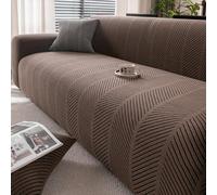 GPRL Copridivano Elasticizzato Ad Alta Elasticità Moderno in Tessuto Jacquard Facile da Rimuovere E Lavare Facile da Installare per Il Soggiorno,Marrone(190cm-230cm)