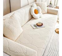 GPRL Copridivano Elasticizzato Copridivano Moderno Copridivano Elastico in Jacquard per Soggiorno Coulisse Elastica per Una Facile Rimozione E Lavaggio,Bianco(145-185cm)